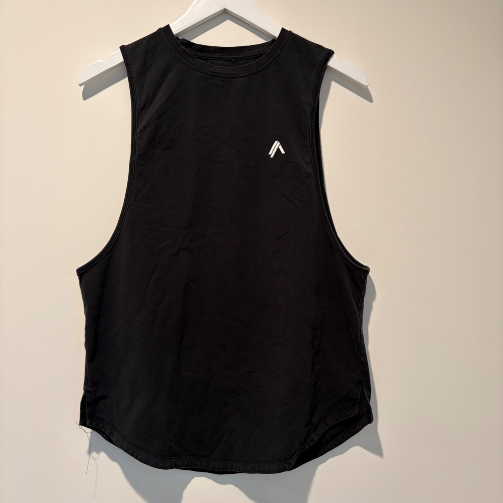 Alphalete Athletics Mens Black Graphic Muscle Tank Top Sleeveless Gym Shirt